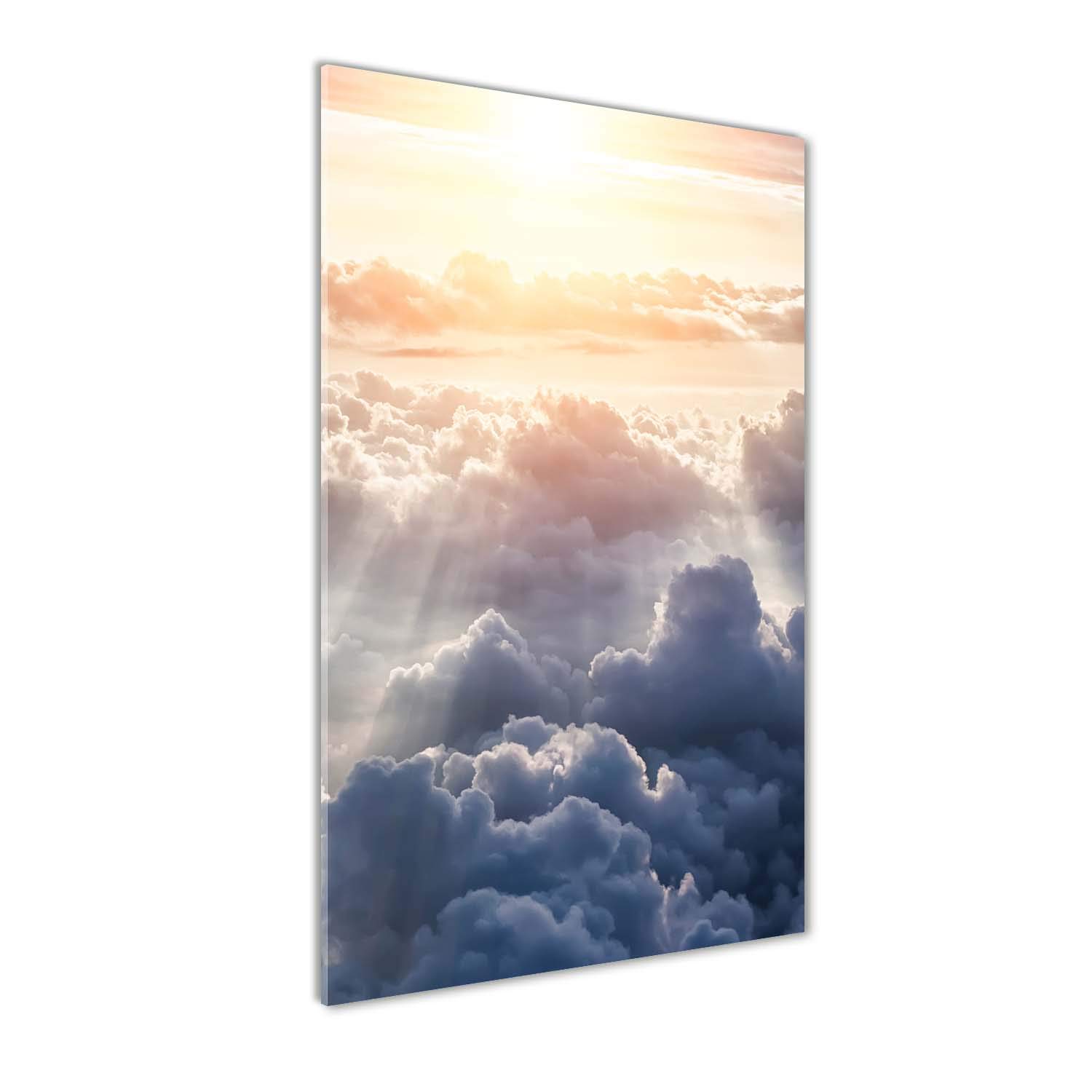 Tableau en verre acrylique 60x120 cm vol au dessus des nuages jaune Tulup