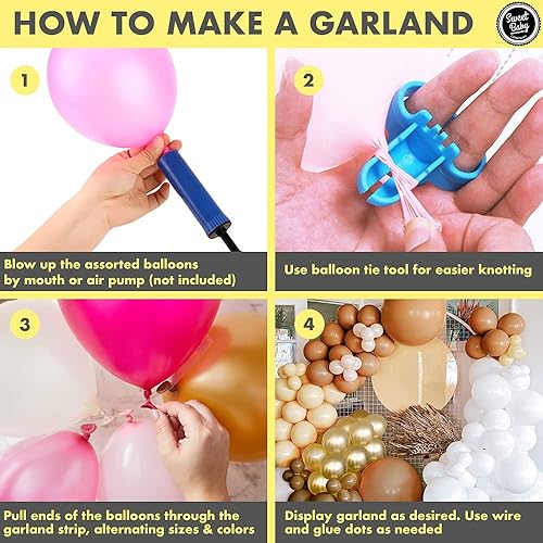 Miniatura 5 de Sweet Baby Co. Kit de guirnalda de globos marrones con color neutro blanco mate, beige nude, marrón claro, marrón oscuro, arco de globos dorados