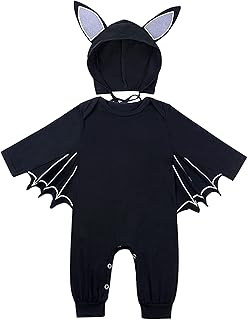AGQT Baby Boys Halloween Costume Baby Girls Black Bat Costume First Hallween Long Sleeve Outfit Set Bat Hat Size 18-24M