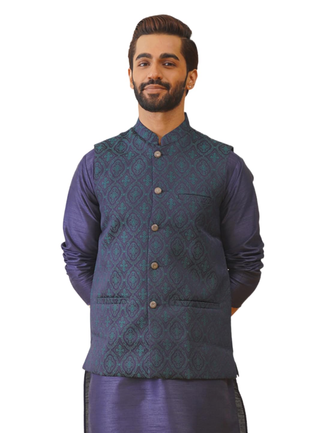 jompers Men's Woven Design Nehru Jacket-picture-26