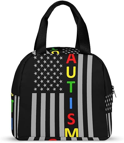 Miniatura 4 de Lonchera con diseño de bandera de Estados Unidos para mujeres y hombres, bolsa de almuerzo aislada, reutilizable, bolsa de almuerzo