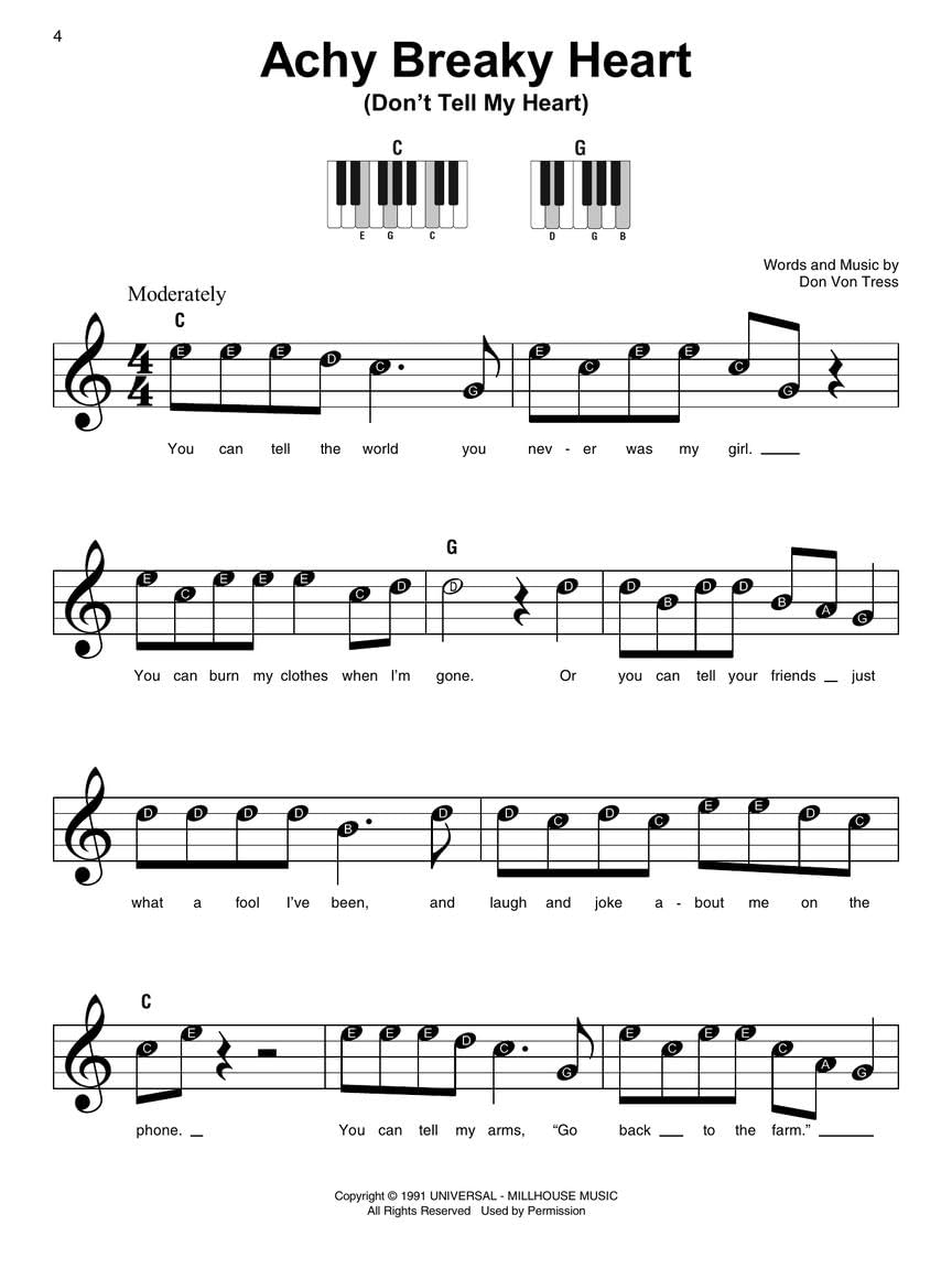 Country Super Easy Songbook | 60 Classic Country Hits for Piano Simple Arrangement | Easy Piano Sheet Music with Right-Hand Melodies and Chord Diagrams | Beginner Friendly Country Music Songbook