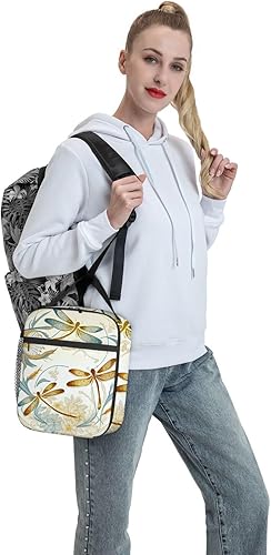 Miniatura 7 de Bolsa de almuerzo Rportable para mujeres y hombres, aislada, reutilizable, para oficina, trabajo, picnic, playa, libélulas y bolsa de almuerzo