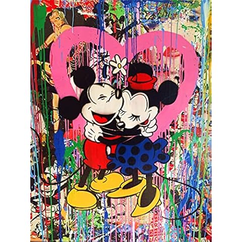 AJleil DIY Painting by numbers Colorful Mickey Mouse Painting Graffiti Street Art Picture painting by numbers for children With brush and acrylic paint adult paint by numbers kits ro40x60cm(No frame) Cover