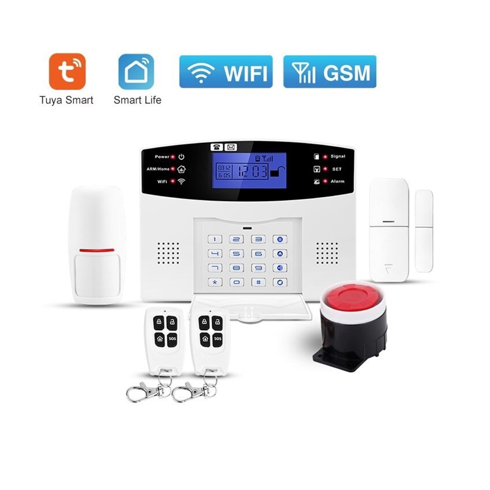 Sistemi Allarme Casa WiFi GSM Protezione della sicurezza domestica di allarme intelligente Schermo LCD Kit antifurto APP Braccio e disinserimento del telecomando