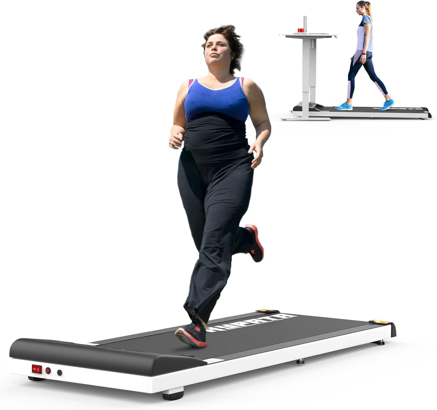 AOTOB Under Desk Treadmill Walking Pad - Walking Treadmills Flat Treadmill with Remote Control and LED Display, Installation-Free Portable Treadmill for Home/Office Exercise