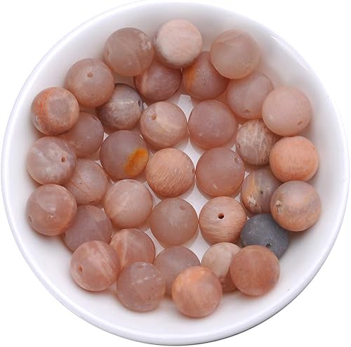 Ruilong - Cuentas redondas mate de piedra lunar natural sin pulir para hacer joyas (0.157 pulgadas)