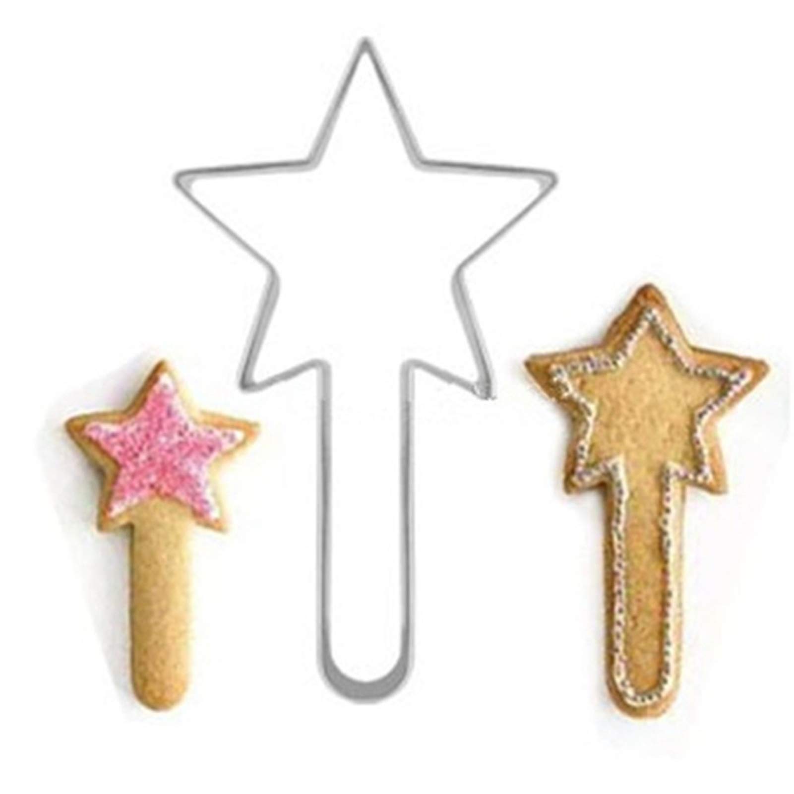 Dubens Magic Wand Stainless Steel Cookie Cutter Set, Funny Diy Shape Cookie Mould Cutting Mould, Cartoon Baking Mould, Fondant Tool, Pastry Biscuit Cake Baking Mould (Magic Wand).
