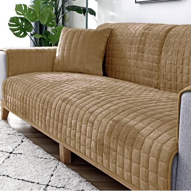 Housse canapé d'angle velours matelassée pour salon familial
