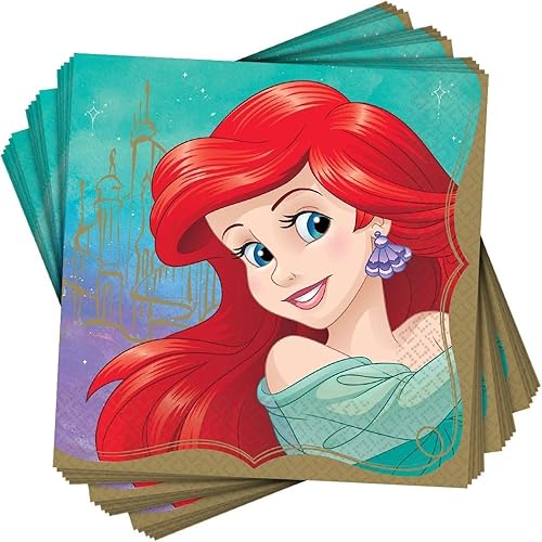 Disney Princess - Servilletas de almuerzo de 6.5 pulgadas (paquete de 16), servilletas de fiesta de lujo, perfectas para fiestas temáticas y