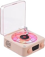 Vista 1 de Waves Vinyl Bluetooth Speaker Pink,Mini Record Player Style Speakers with Ocean Sound White Noise, Retro Bluetooth Speakers Cute with Light and