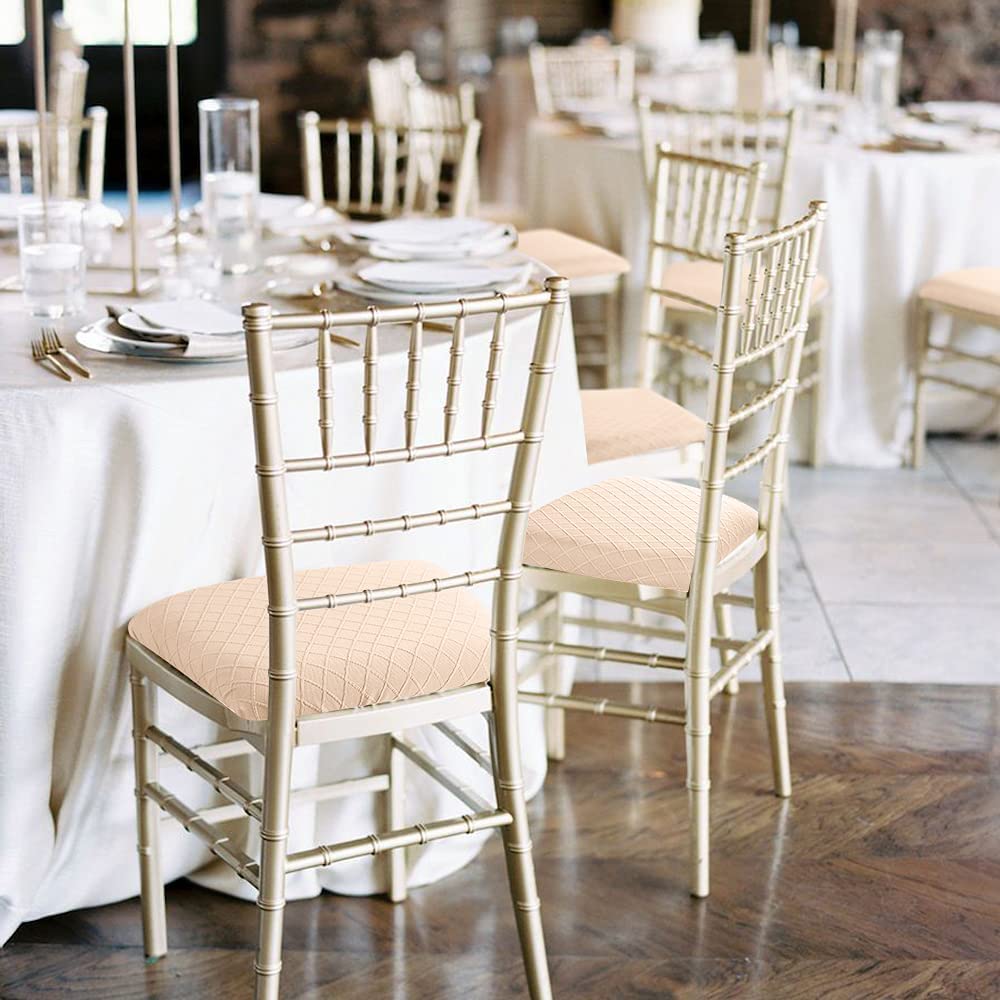 10 Coprisedia Elasticizzati In Elastan Champagne Per Sedie Da Pranzo E Banchetti – Obstal - 2