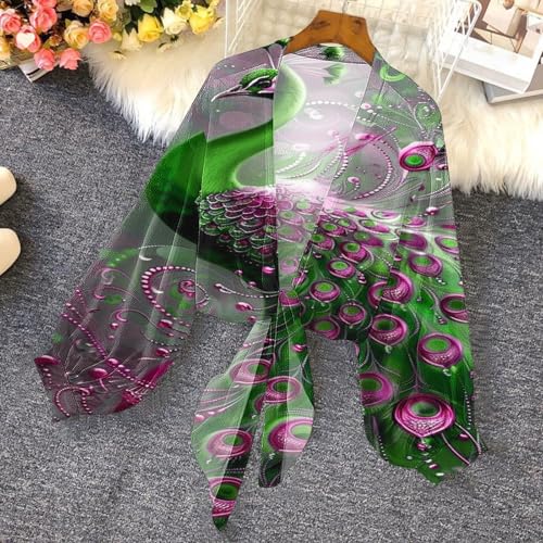 Womens Chiffon Shrug Open Front Floral Print Cardigan Fashion Long Sleeve Collarless Tie Beach Cover Up2
