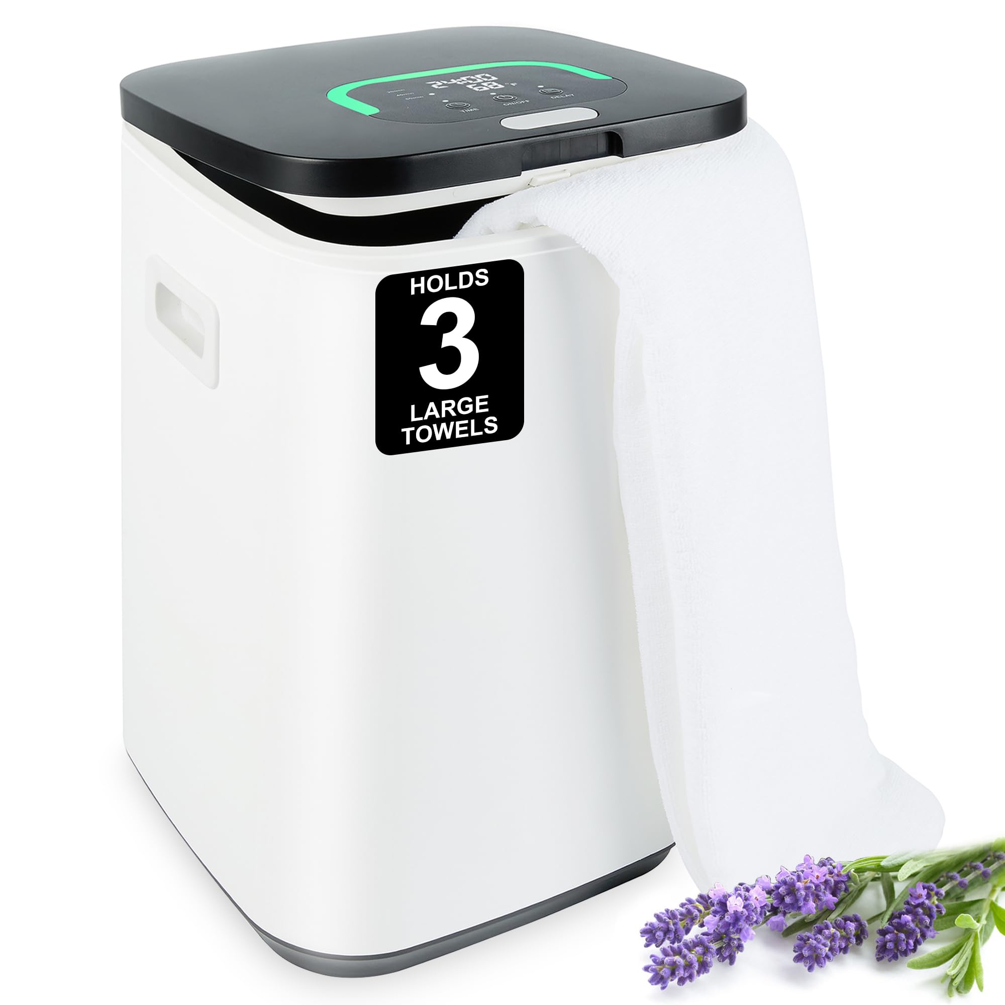 Large Towel Warmer Bucket for Bathroom, Luxury Towel Warmers for SPA, Hot Towel Heater, Great Gift Idea, 24H Delay Function, 1 Min Fast Heating, Fits Three 40"x70" Towels, Bathrobes, Blankets-Black