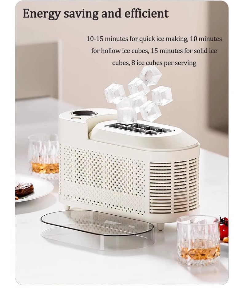 Fabricadora de hielo pequeña y portátil 12V crema miniatura 4