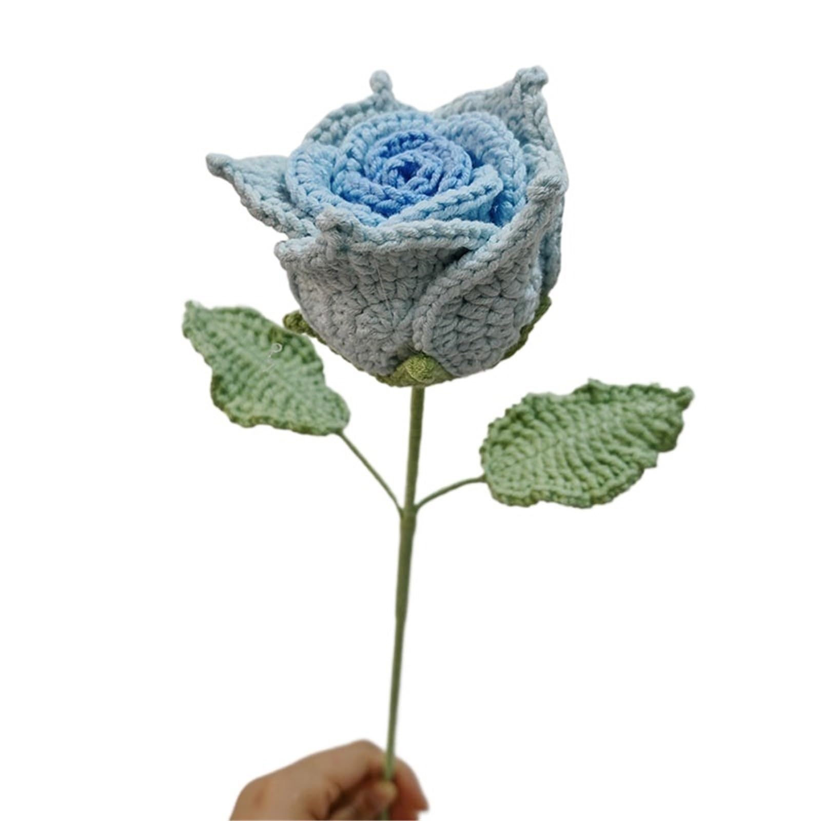 ZHSOAO Rose Crocheted Flowers For Weddings Decorations Home Decor Crochet Bouquet for Weddings Birthdays(Color8)