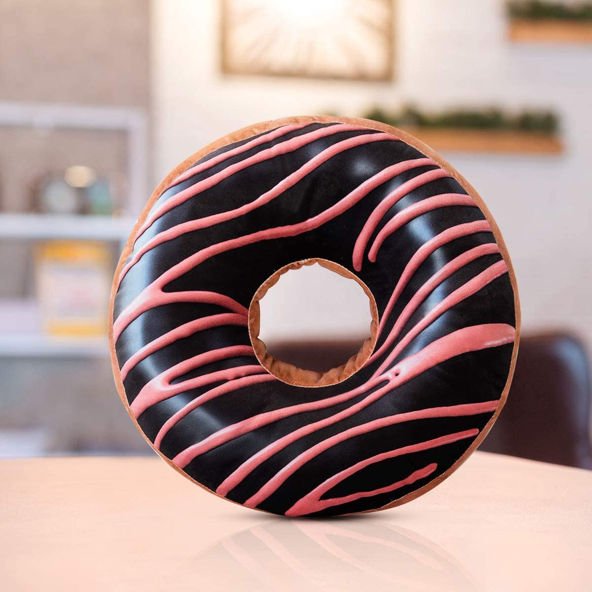 HYSEAS Almohada de color chocolate con forma de dona