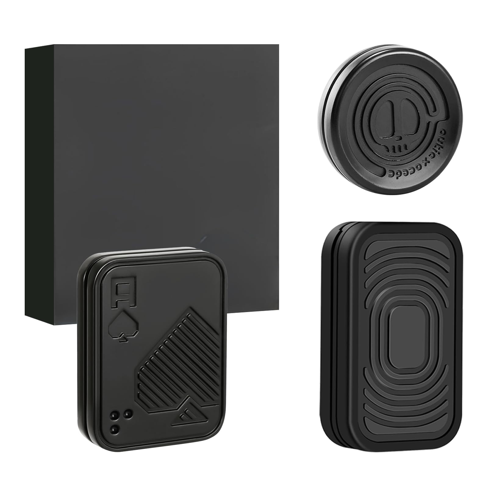 Fidget Slider 3 Pack, Magnetic Metal Fidget Toys Haptic Coin Poker Card, EDC Fidget Toys for Adults,Relieve Stress Anxiety ADHD (Black)