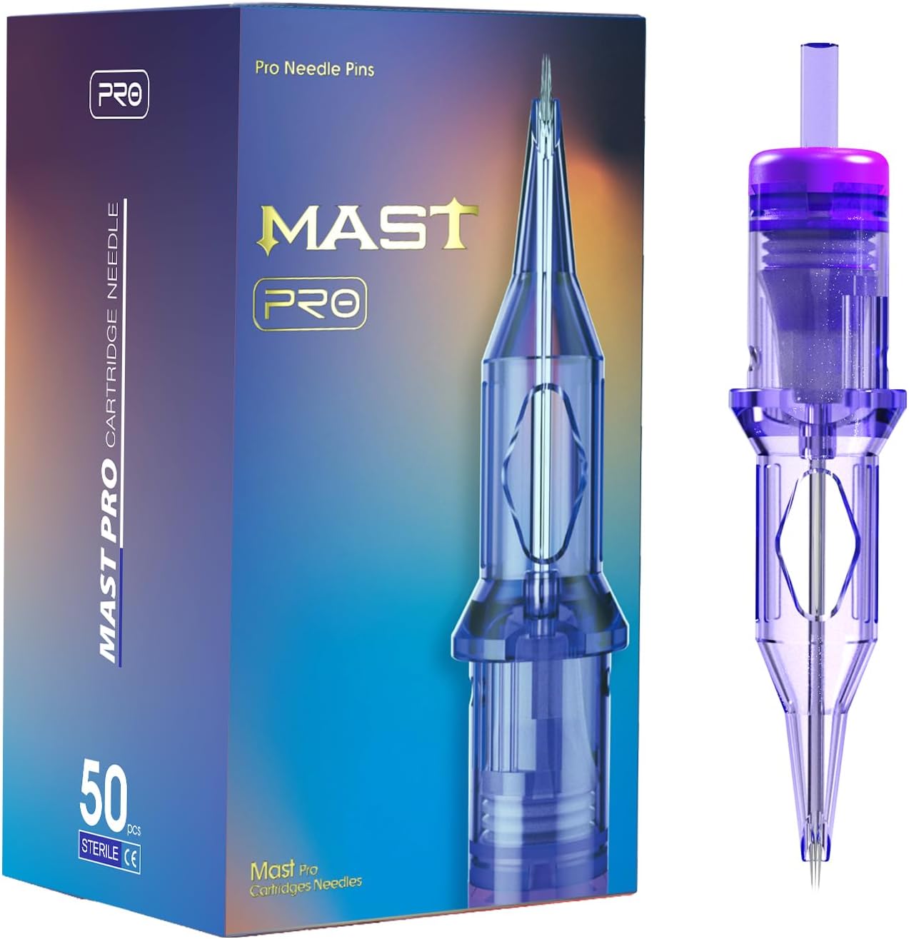 Mast Pro Tattoo Cartridge Needles 50Pcs Mixed Size 1205RL 1207RL 1209RL 1211RL 1213RL 10 needles of each size Assorted Disposable Round Liner tattoo cartridges
