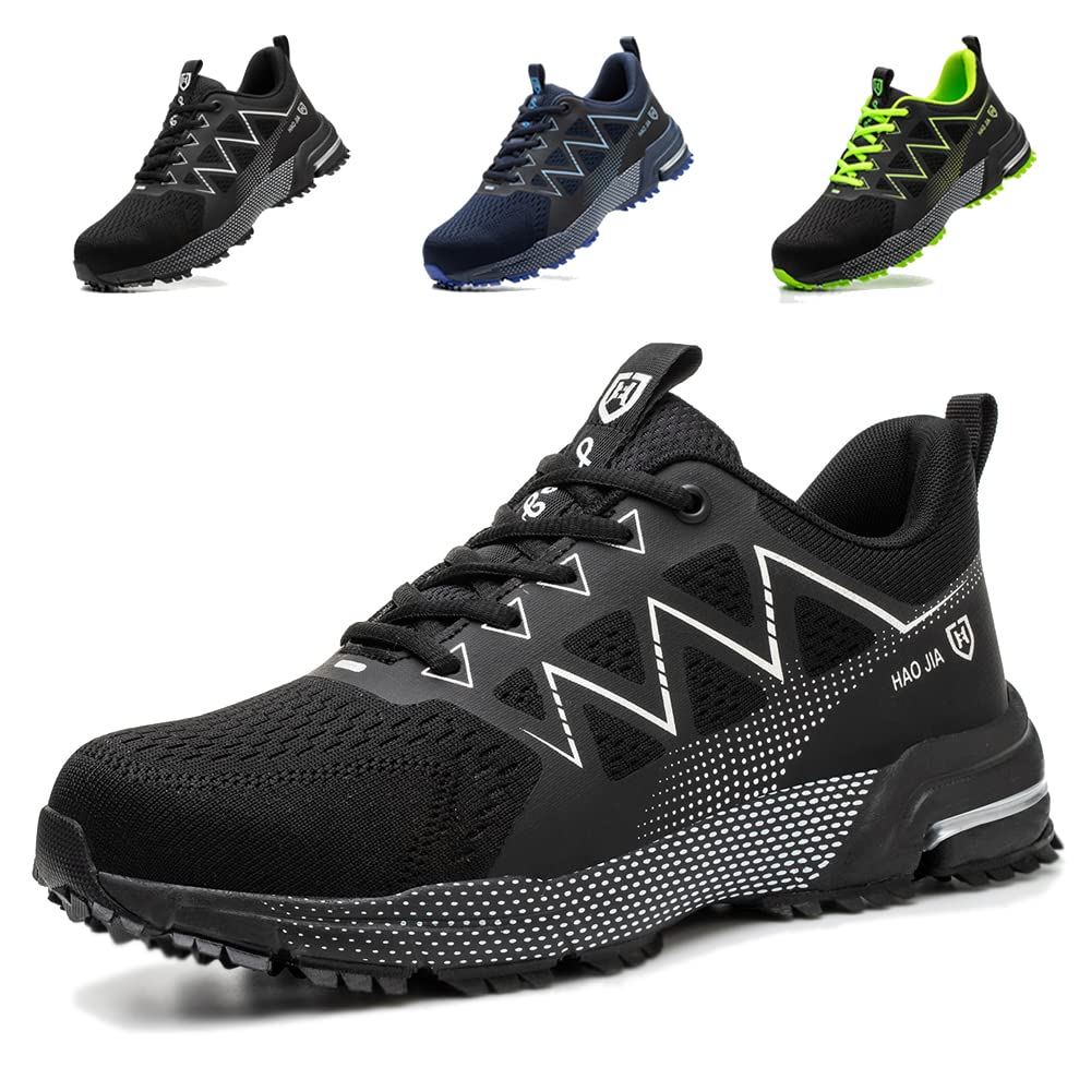 AFJYG Safety Shoes Men's Breathable Work Shoes Women Lightweight Sporty Steel Cap Shoes Non-Slip Protective Shoes