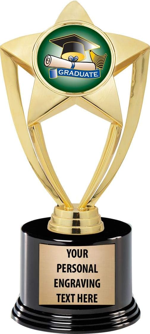 Crown Awards Graduation Trophies with Custom Engraving, 7.25" Personalized Graduate Trophy On Deluxe Round Base