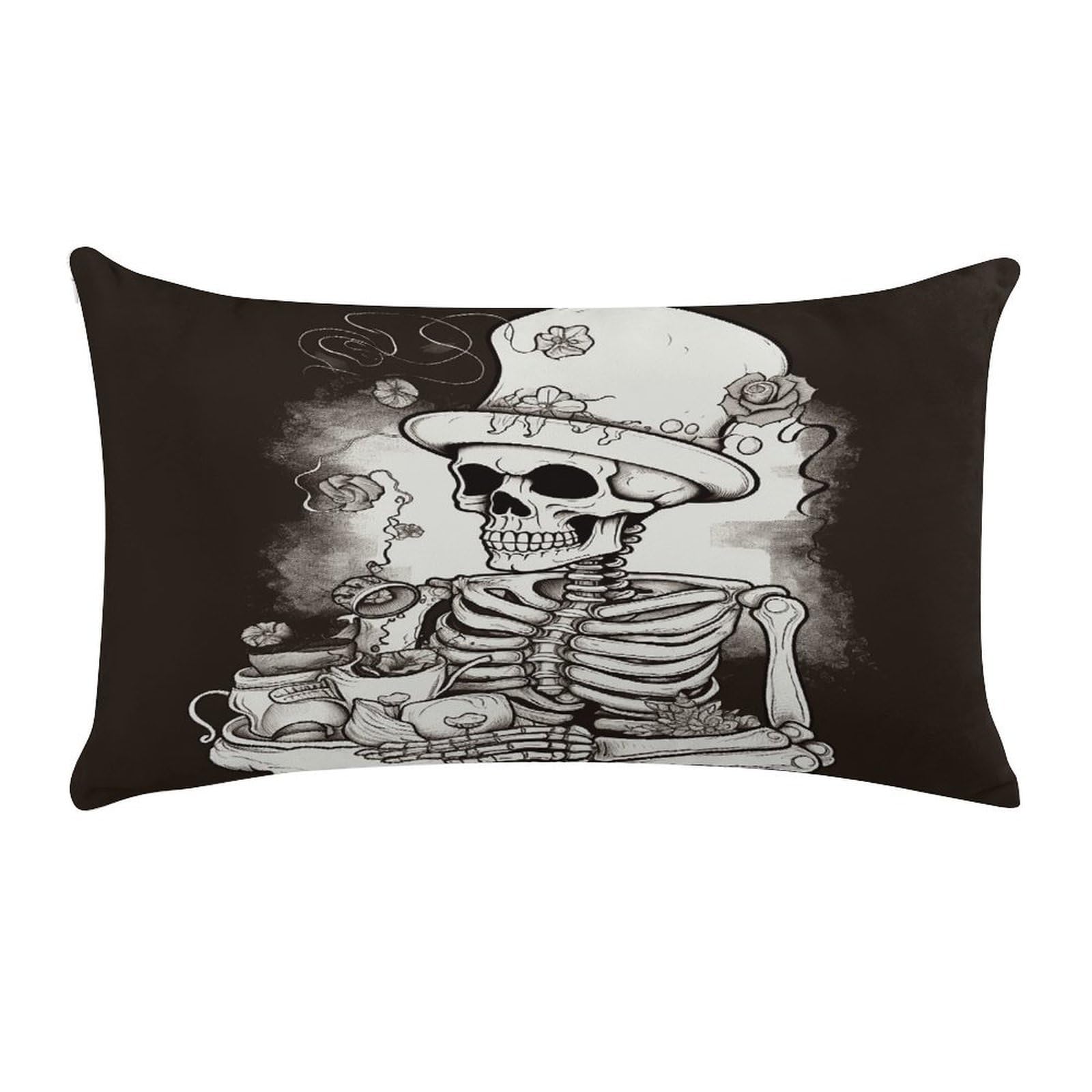 LDGSUPH Skeleton Chef Throw Pillow Cover with Zipper Long Throw Pillow Case Anti-Fading Pillow Protector Super Soft Decorative Cushion Case Exquisite Plush Pillowcase12 X 20 in
