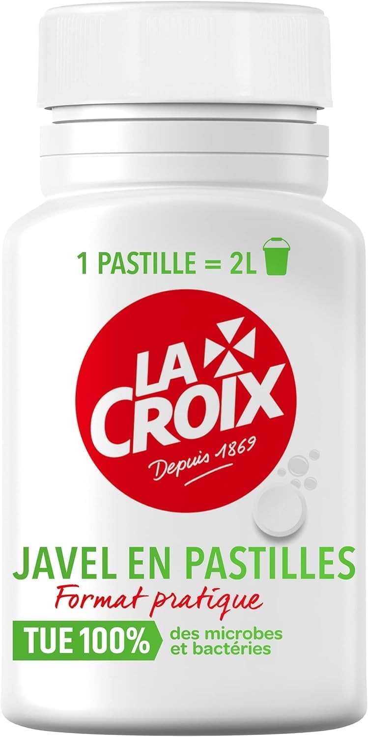 Javel en pastilles La Croix - Boîte de 40 Pastilles - Lot de 8 - Vendu Par Lot - 320 Pastilles