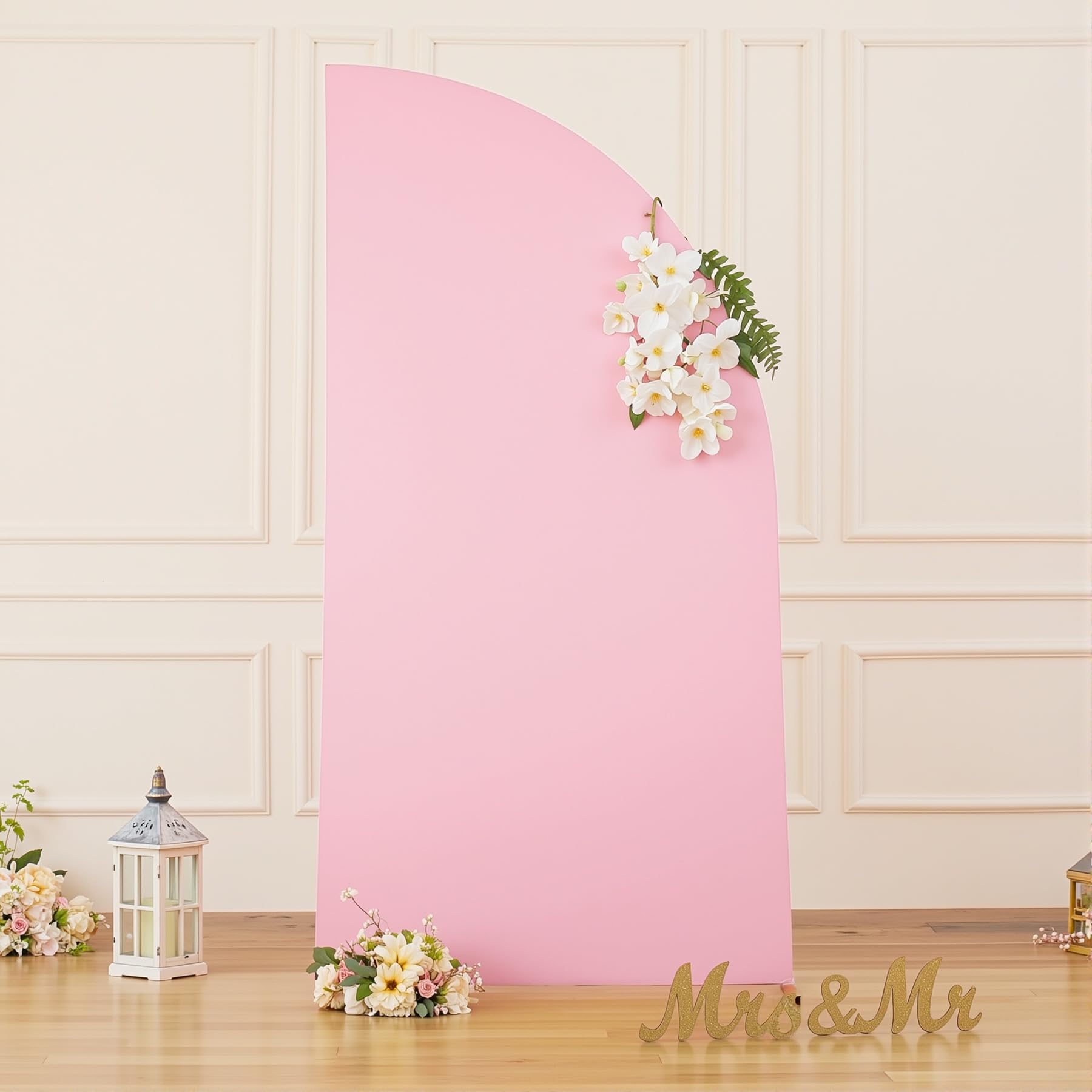 Light Pink Half Moon Arch Covers Wedding Arch Backdrop Cover for Weddings Birthday Parties Baby Showers Events – 6ft Pink Half Arch Fabric Cover Set