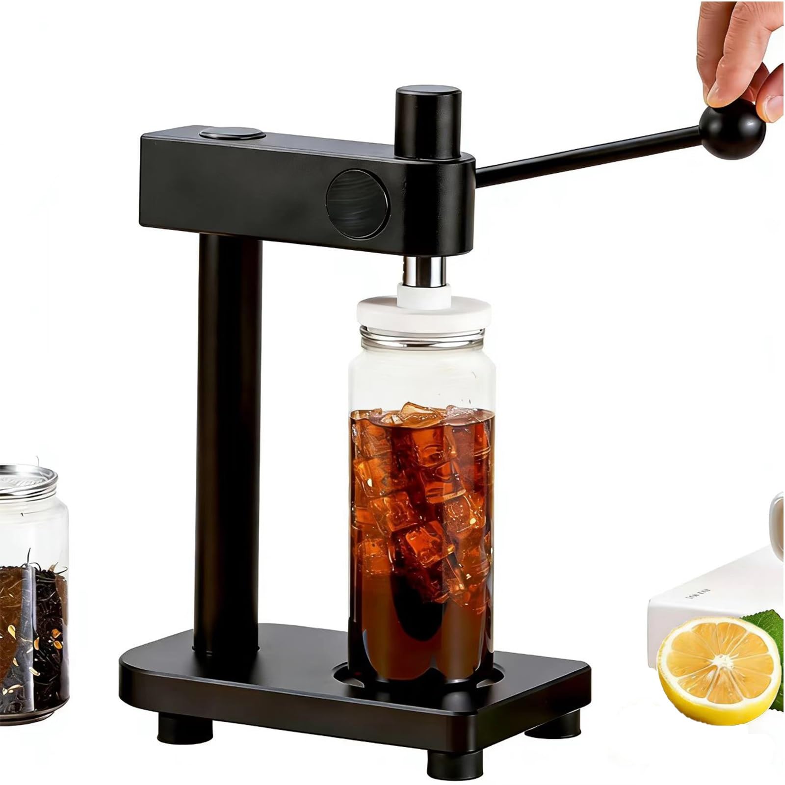 Máquina selladora manual de latas, máquina cerradora de vasos para sellar frascos y botellas PET de 250/330/400/500/700 ml, herramienta de envasado de aleación de aluminio de fácil uso