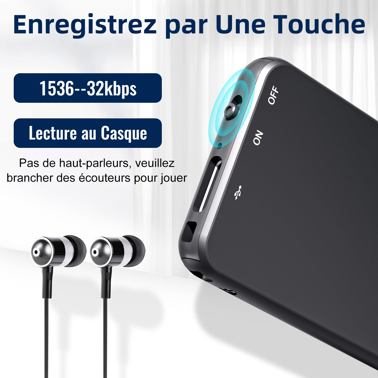 Enregistreur Vocal, Vandlion Mini Enregistreur HD avec 40 Heures Autonomie, USB C Dictaphone avec Réduction de Bruit pour Réunions Entretiens Conférences Cours Interviews (Seulement 5 mm)