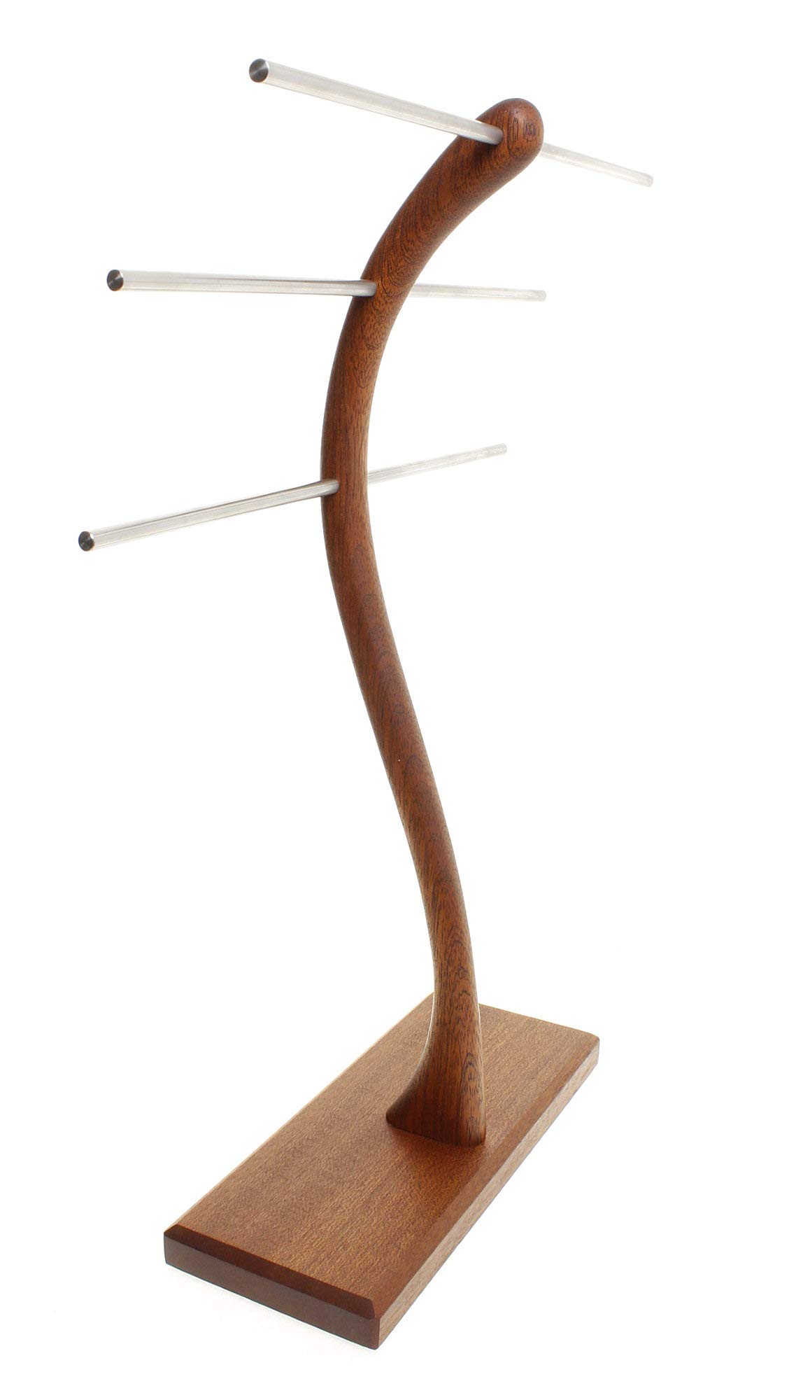 Wood-and-Steel-Design Schmuckbäumchen, Mahagoni Holz, 3 Ebenen | Schmuckständer, Schmuckhalter, Schmuckbaum