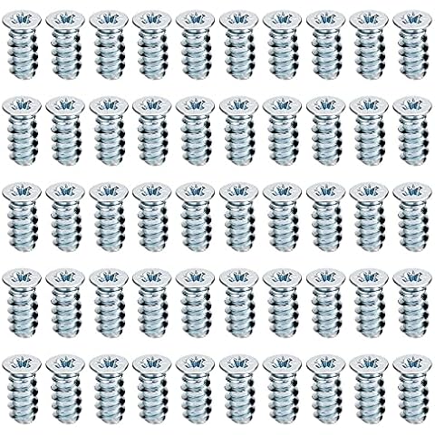 50 Pcs 6.3mm x 13mm Euro Screws Hinge Screws Flat Head Countersunk Euro Screws for Hinges for Kitchen Cabinets Doors Wardrobes Cover