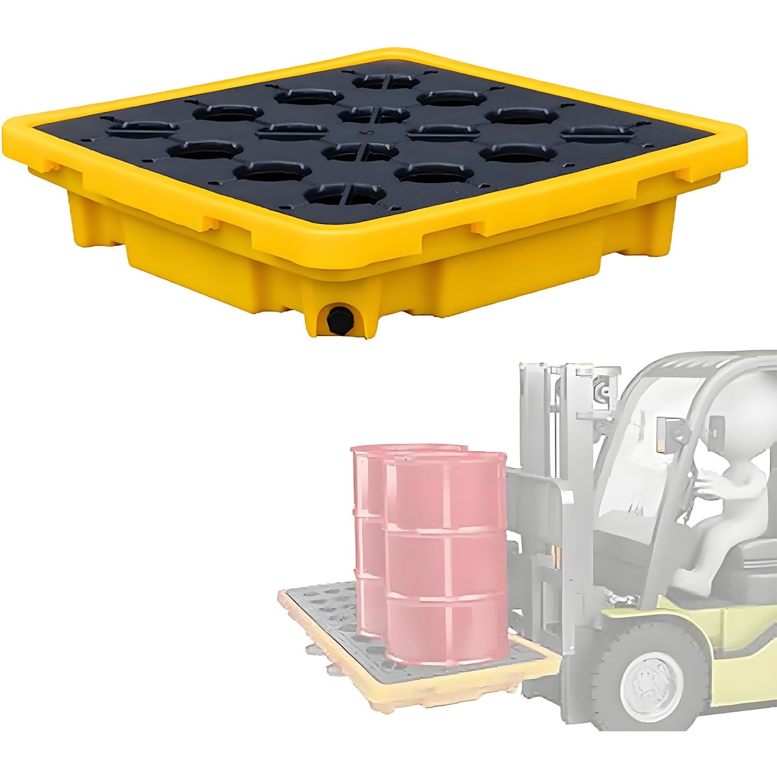 Palettes Anti-fuites en Plastique pour réservoirs d'huile - Palettes de Stockage industrielles empilables conçues pour prévenir Les fuites de fûts d'huile. Plateforme modulaire étanche, 60 x