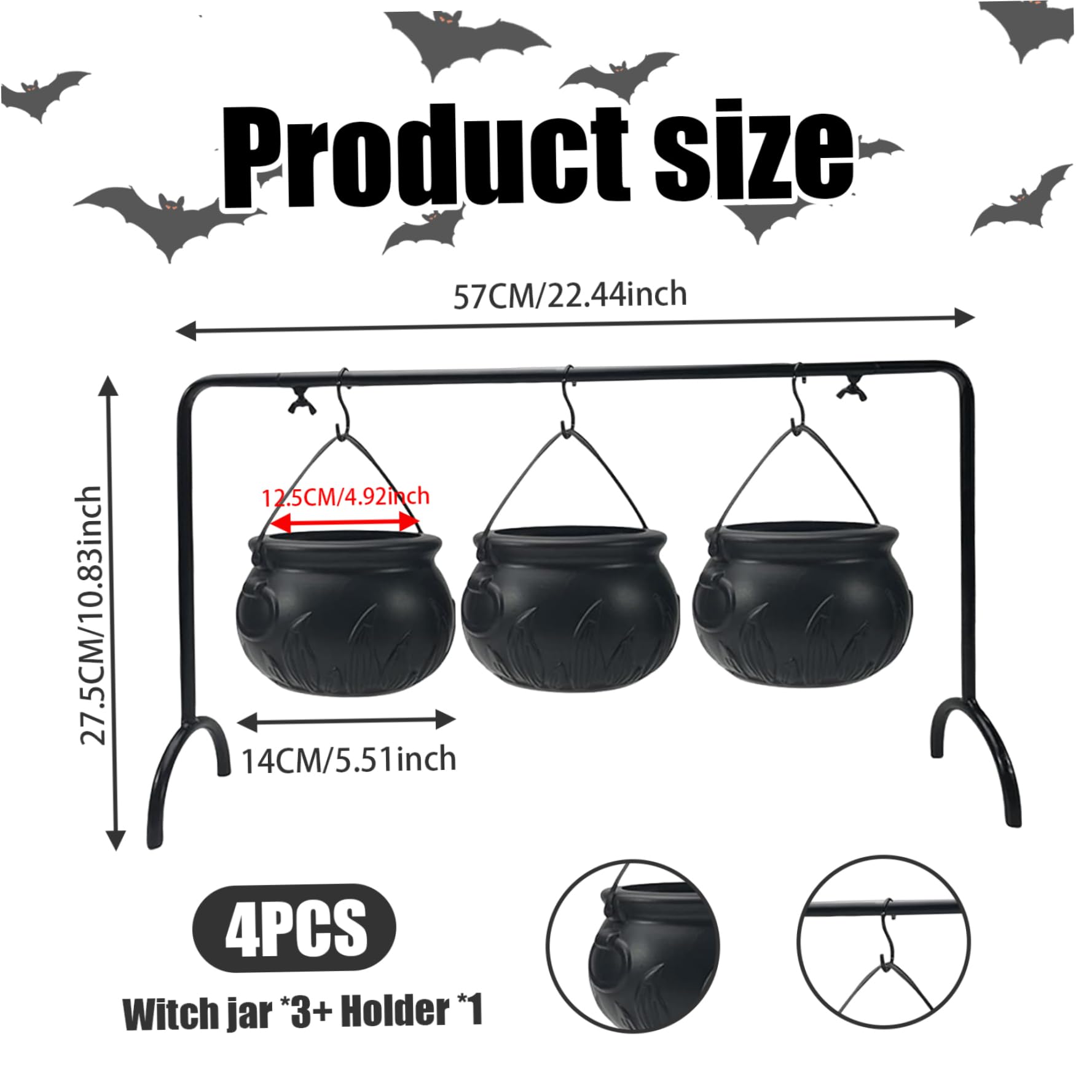 Abaodam 10er Set Kunststoff-Kessel Für Süßigkeiten – Halloween-Eimer, Schwarzer Hexenkessel, Kindereimer Zum Sammeln