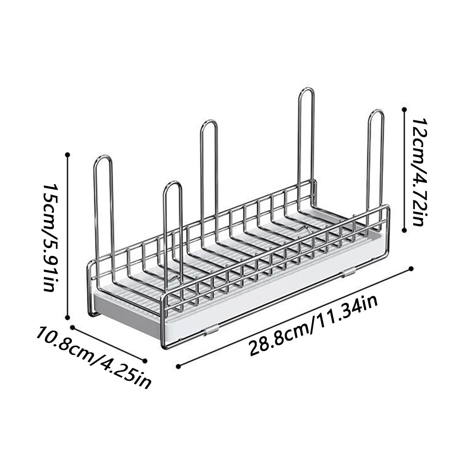 Scolapiatti compatto in acciaio inox e vetro, 29 x 10 x 15 cm, ideale per tazze, tazze e bicchieri, soluzione salvaspazio per la cucina