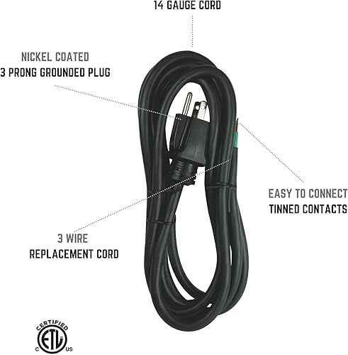 Miniatura 2 de Clear Power Cable de alimentación resistente de 3 hilos, 143 SJT de 10 pies, cable de repuesto para herramientas eléctricas y electrodomésticos,