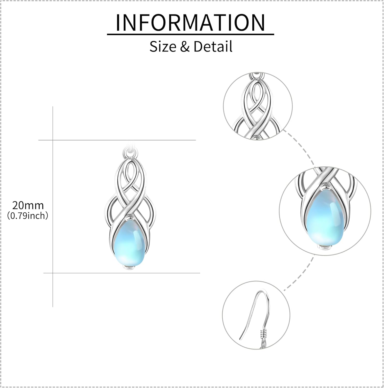 S925 Sterling Silver Mushroom/Daisy/Tulip/Celtic Knot/Seal Teardrop Leverback Earrings Dangle Moonstone Jewelry For Women Christmas Gift - Image 4