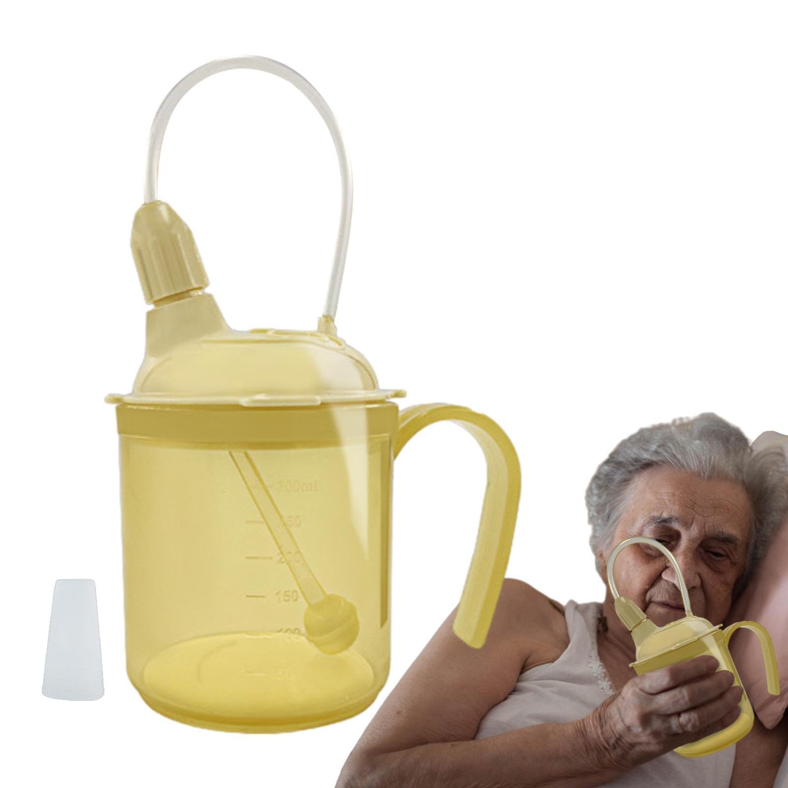 Tazza con beccuccio per anziani, a prova di fuoriuscite, aiuto per bevande calde o fredde, soluzione per bere accessibile ai disabili da 300 ml, per la cura quotidiana
