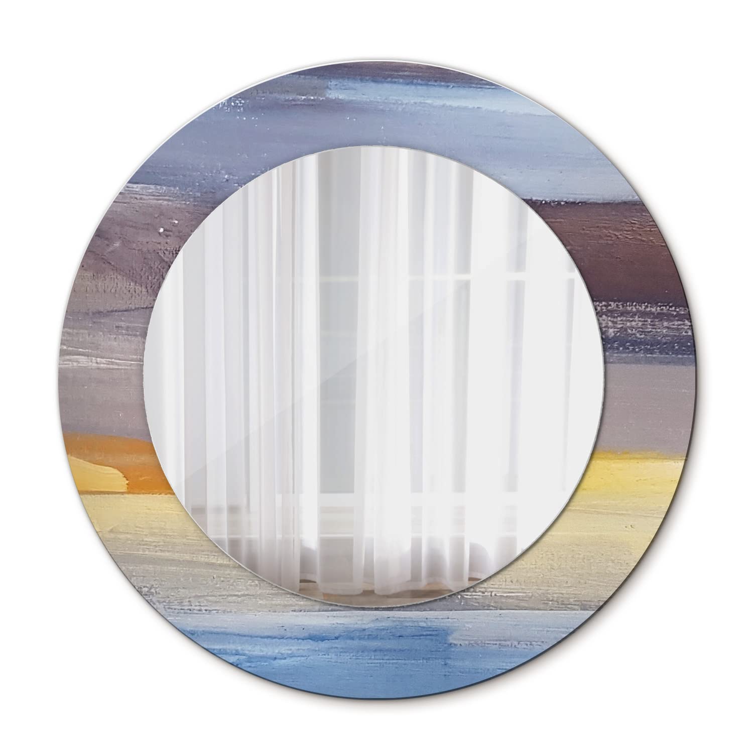 Miroir mural rond Ø50 cm Tulup avec peinture abstraite chic