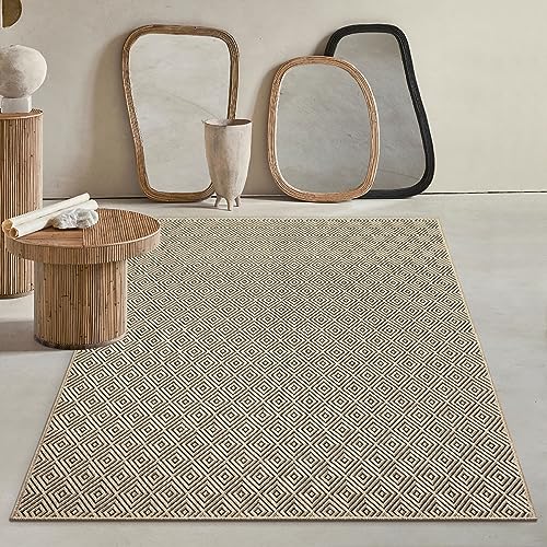 Mias Teppiche Kinsley - Alfombra de Yute Natural para Interior y Exterior, Resistente a la Intemperie, Ideal para Patio y jardín