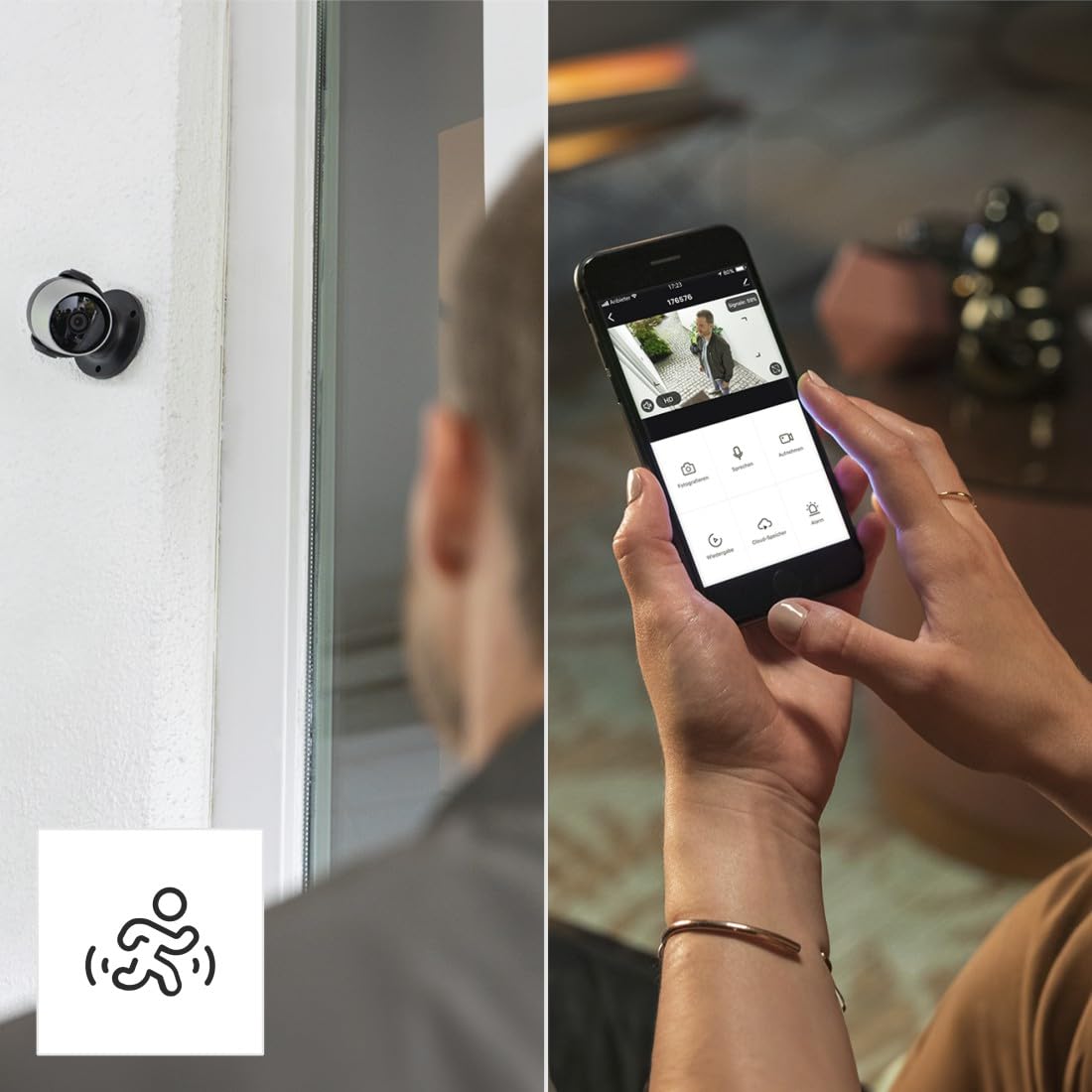 HAMA Kamera Zewnętrzna WiFi Full HD 1080p z Czujnikiem Ruchu, Noktowizorem, Komunikacją Dwukierunkową i Kompatybilnością z Google Assistant, Alexa
