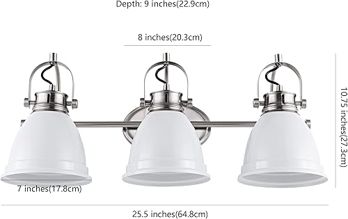 Miniatura 3 de JONATHAN Y JYL1116B Phineas - Bombillas LED de hierro bohemio de 25.5 pulgadas con 3 luces LED de vanidad costeras transicionales 2700K 40W para