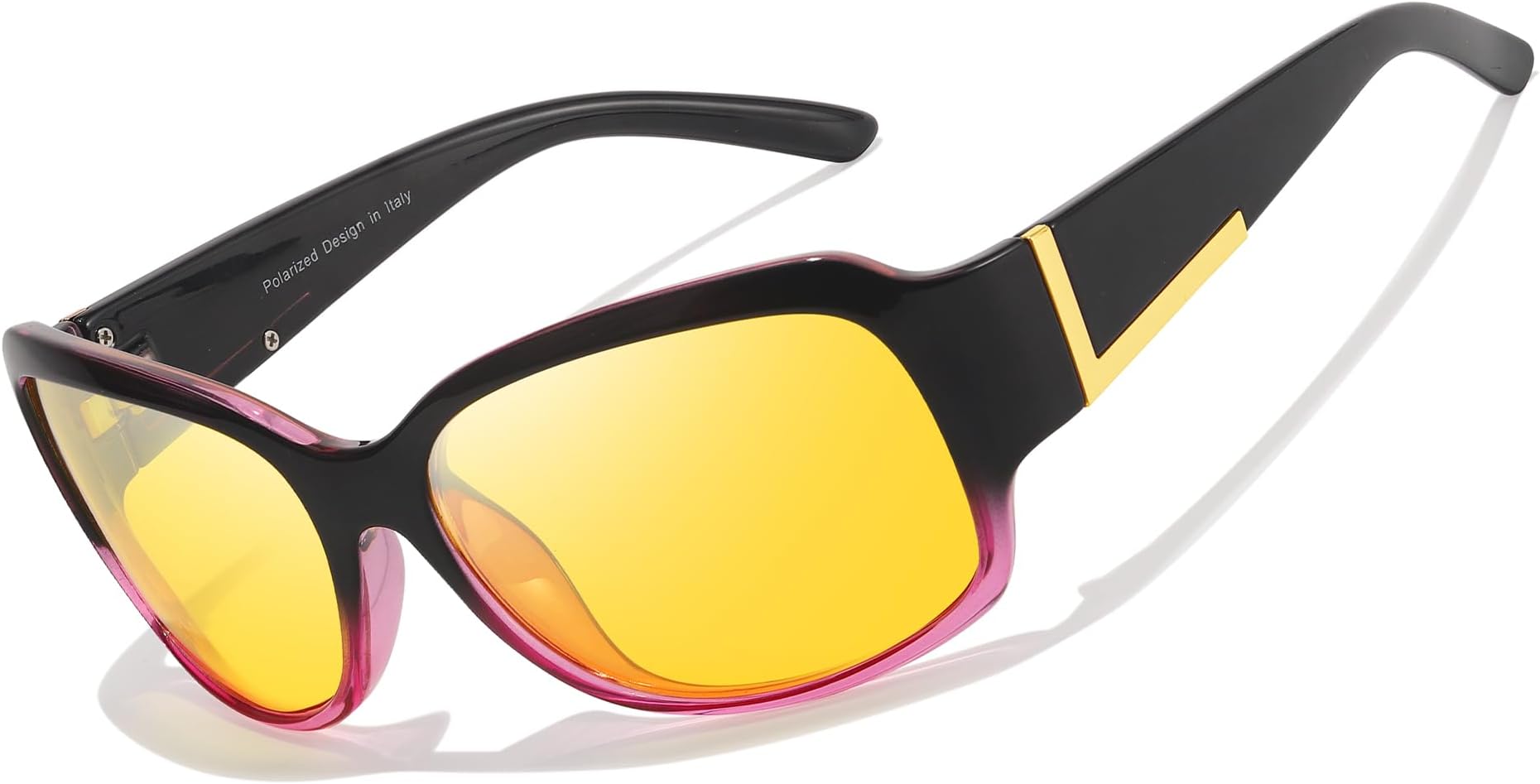 Night Vision Glasses for Driving, Women's Polarized Anti-Glare Yellow Lens with UV400 Protection