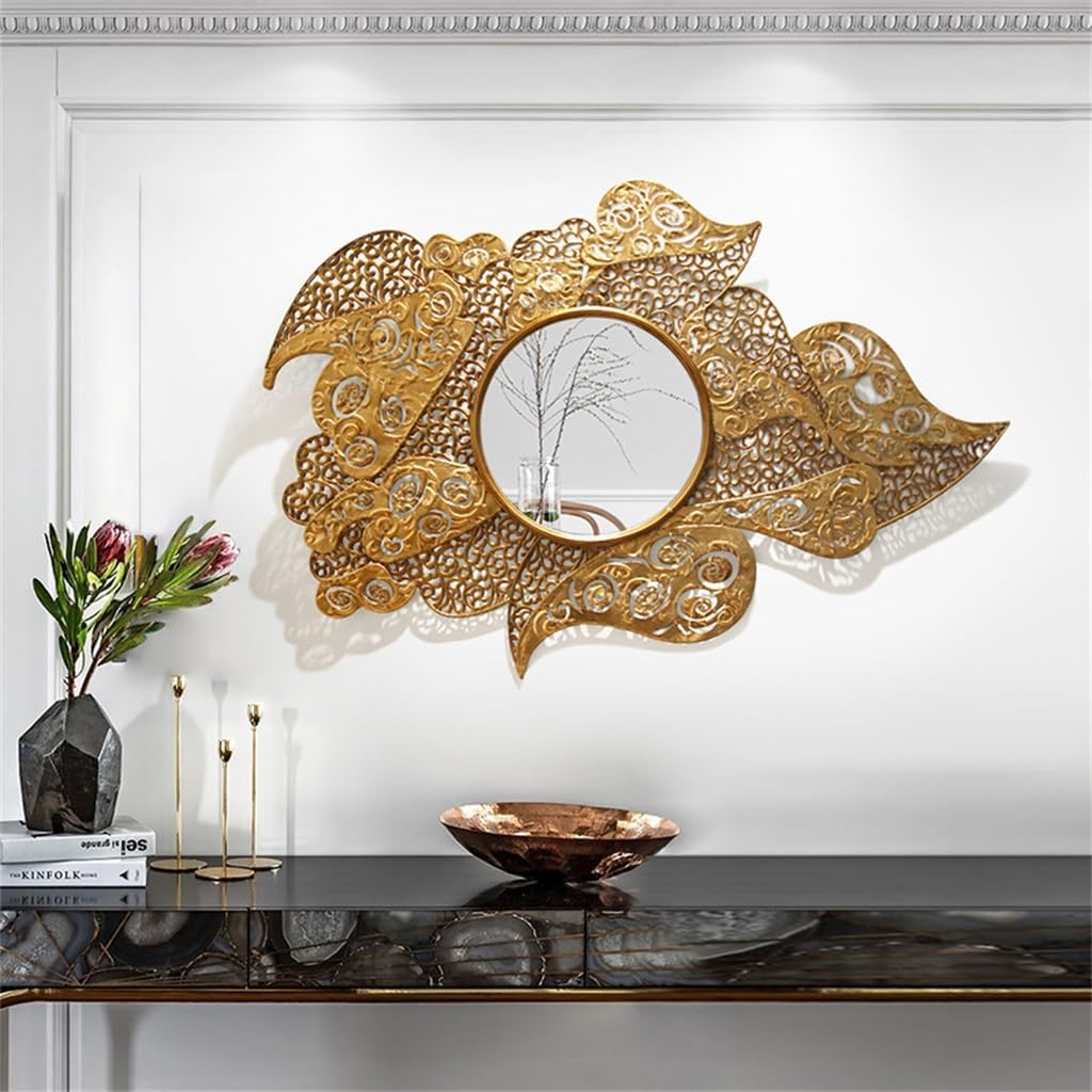 Vintage Metal Entrance Mirrors Wall Decor Background Wall Decoration Three-Dimensional Wall Hanging