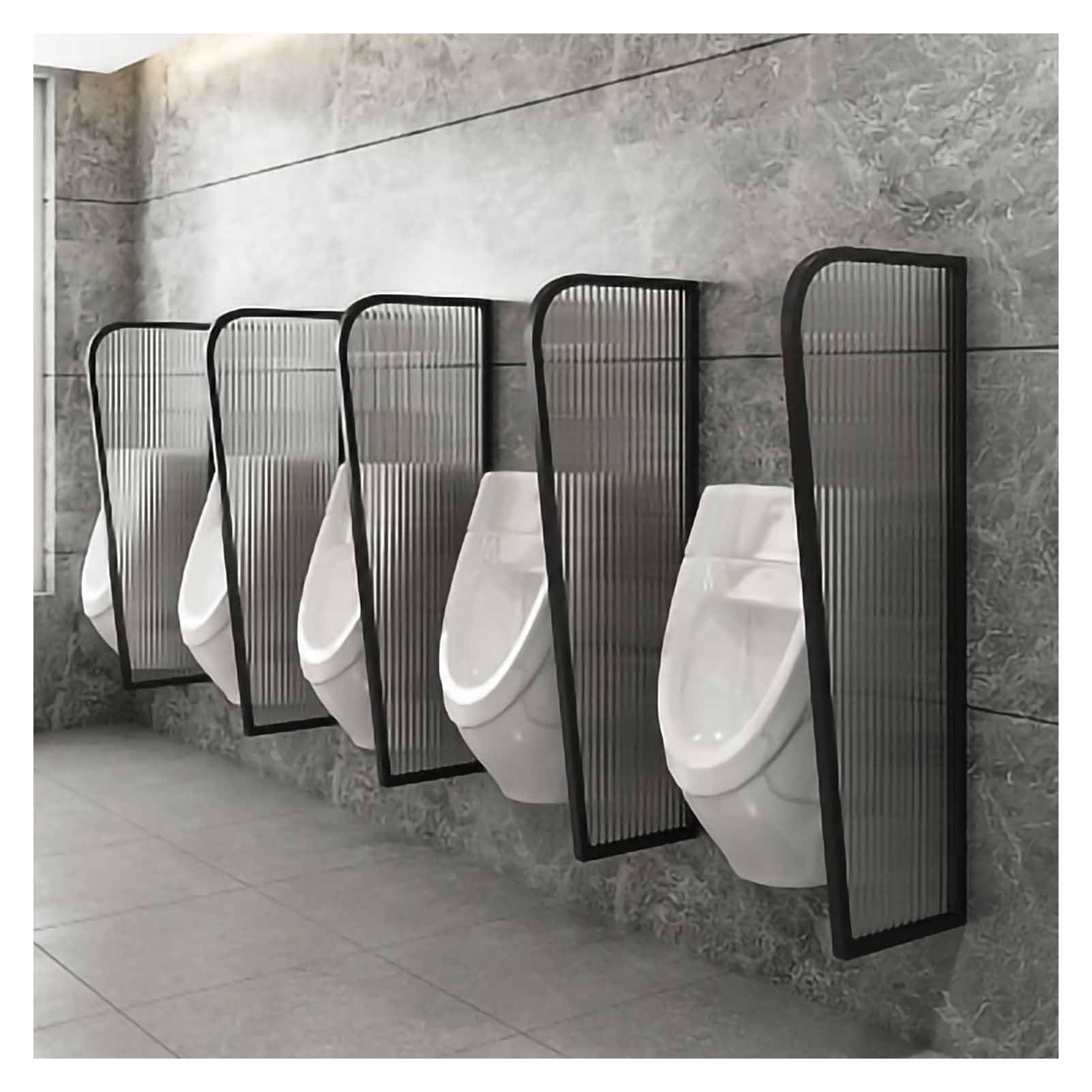 Cloison urinoir en acier inoxydable et verre translucide style 1 pour espace public 120x45cm