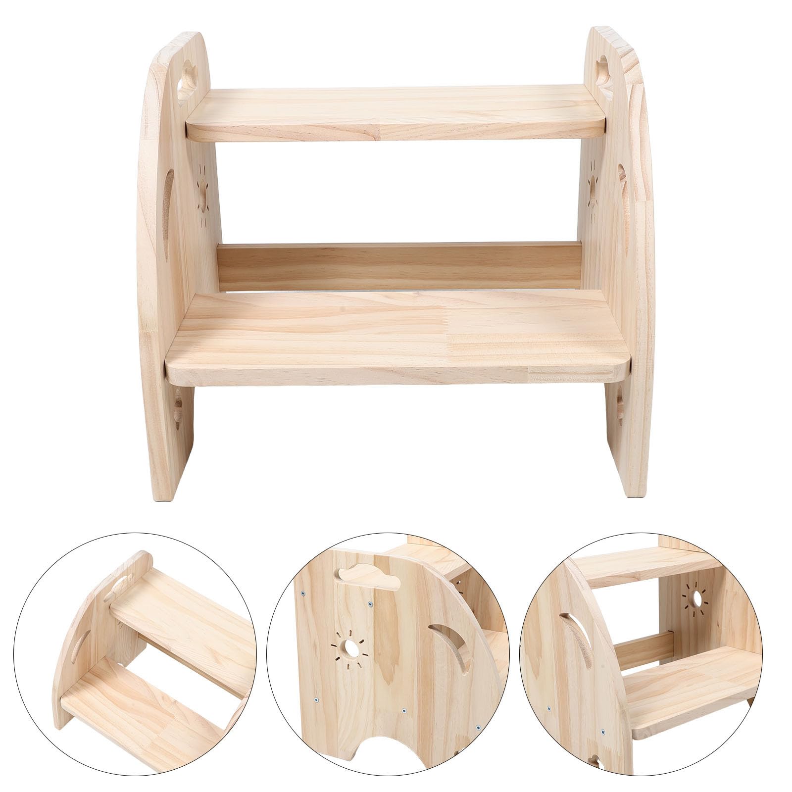 ABOOFAN Taburete Infantil de Madera para Doble Altura para Baño y Lavado Seguro y Resistente