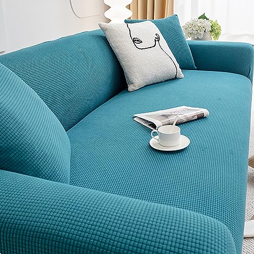 Housse de canapé universelle 4 places extensible bleue avec mousse - 2