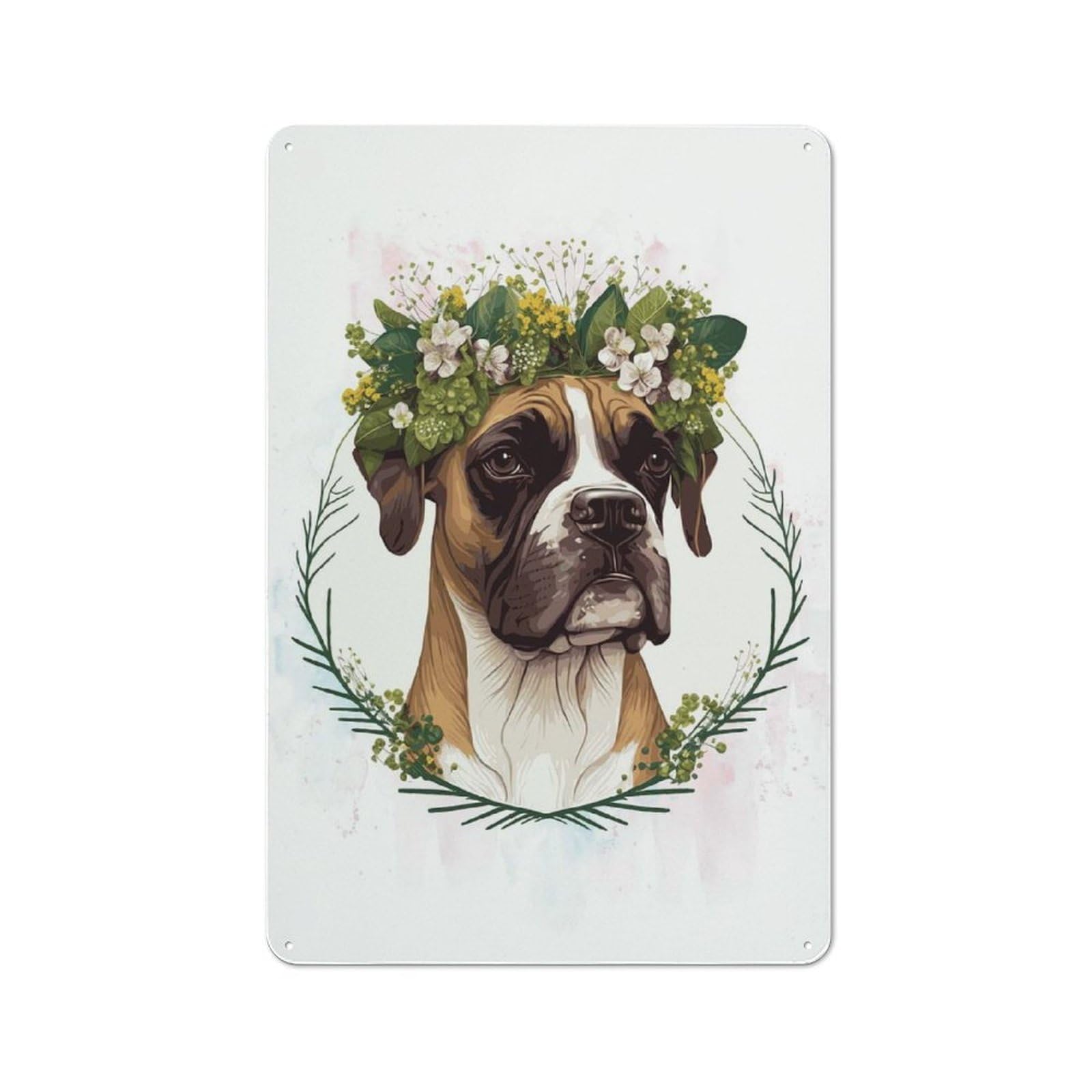 Junmoney Style-17 Watercolor Boxer Dog Art Metal Wall Art Sign 30X20cm, Modern Retro Urban Room Decor For Modern Home, Workshop, Office Or Cafe