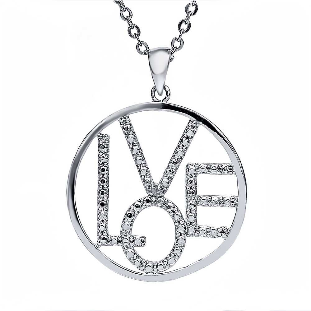 Gem Stone KingDiamond Accent Love Circle Pendant Necklace with 16 Inches Chain with Spring Ring