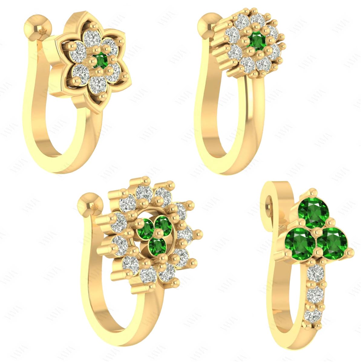 VAMA FASHIONS Without Pressing Clip on Piercing Nosepin Type Combo Green Nose ring Stud for Women - 4 Pcs (B0D5Y6KKQY) Amazon Price History, Amazon Price Tracker